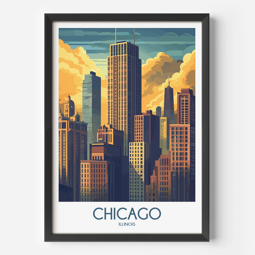 Chicago Retro Travel Illustration
