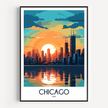 Chicago Retro Travel Illustration