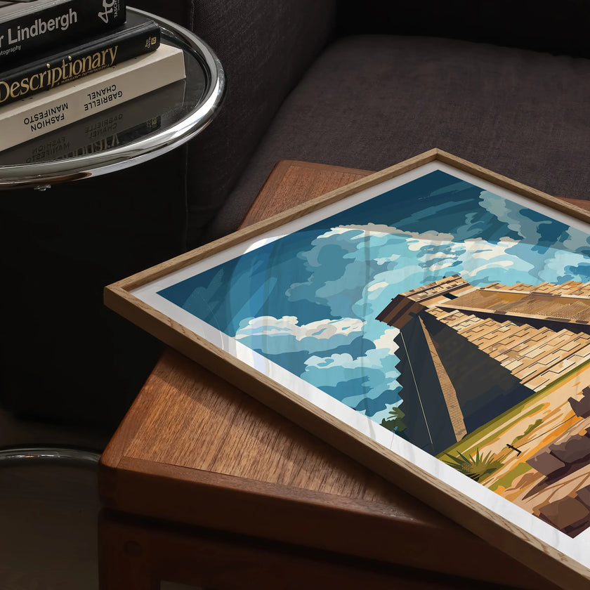 Chichen Itza Retro Travel Illustration