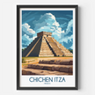 Chichen Itza Retro Travel Illustration