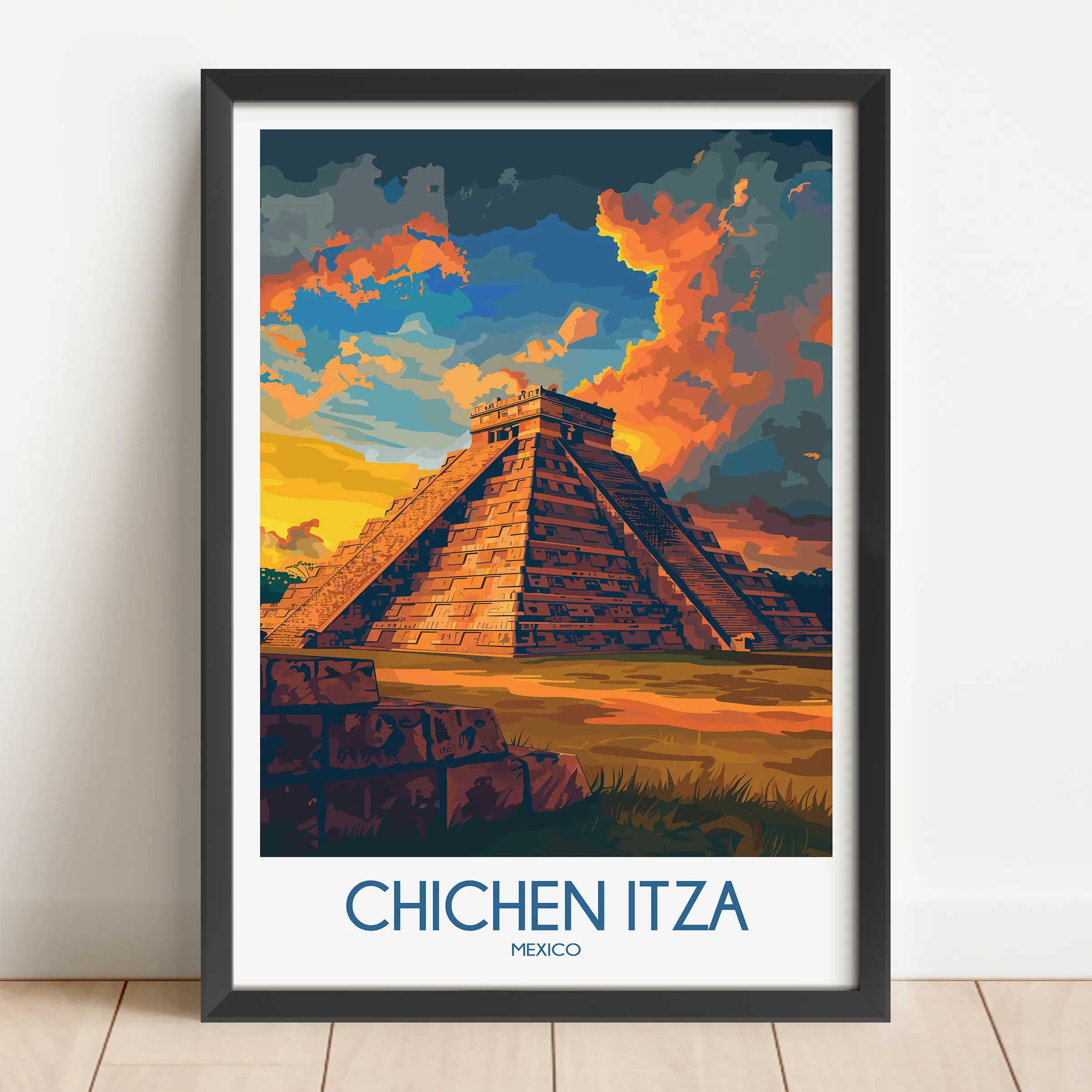 Chichen Itza Vintage Style Print
