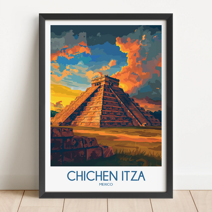 Chichen Itza Vintage Style Print