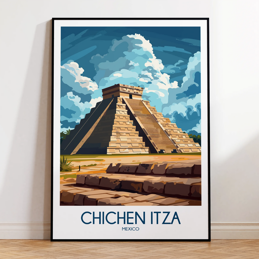 Chichen Itza Vintage Style Print