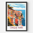 Cinque Terre Retro Travel Illustration