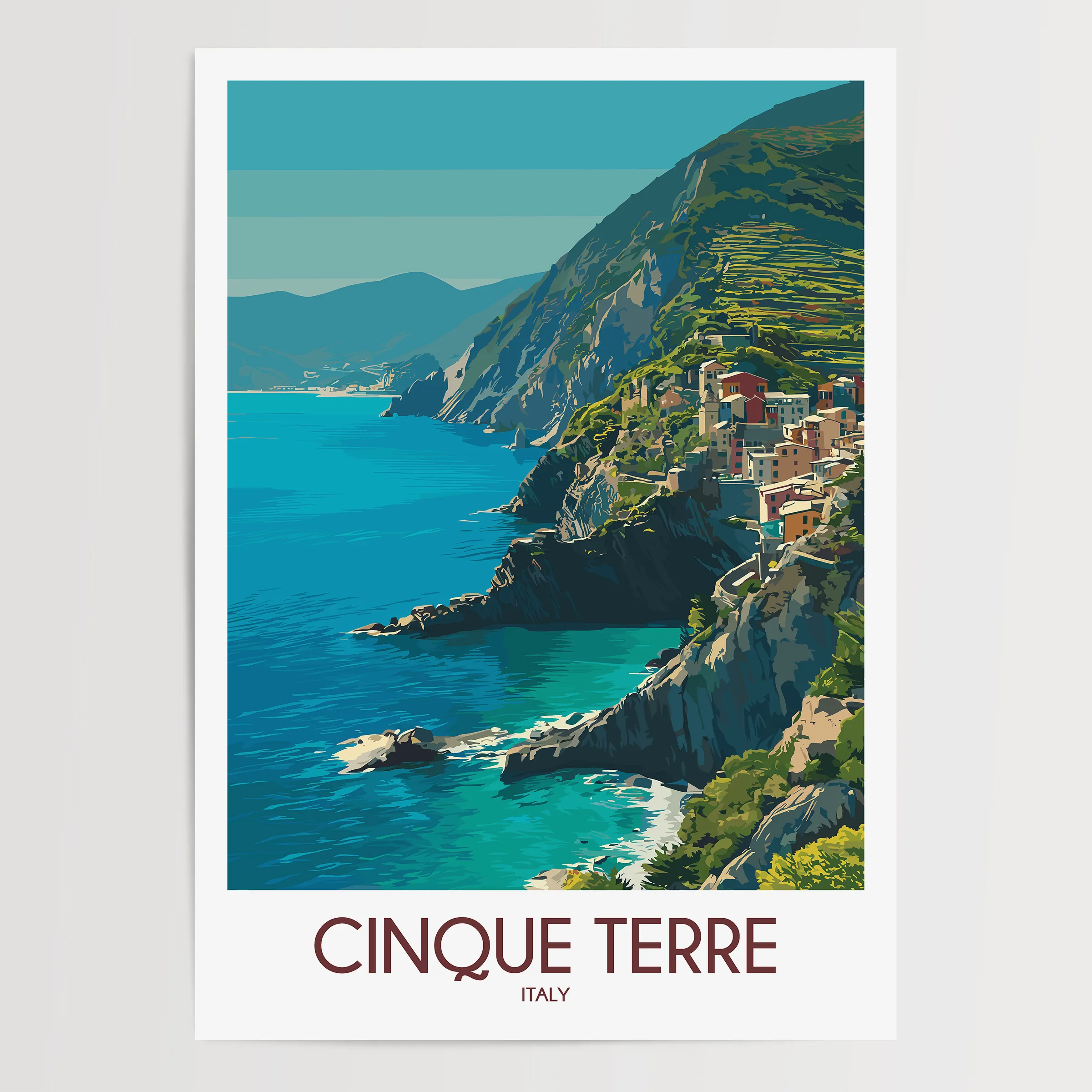 Cinque Terre Vintage Style Print