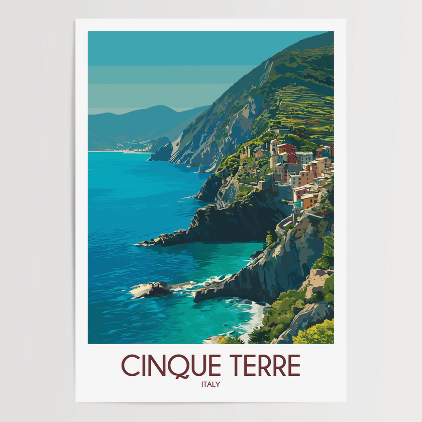 Cinque Terre Vintage Style Print