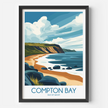 Compton Bay Retro Travel Illustration
