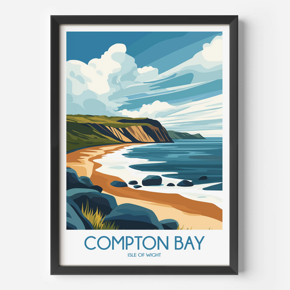 Compton Bay Retro Travel Illustration
