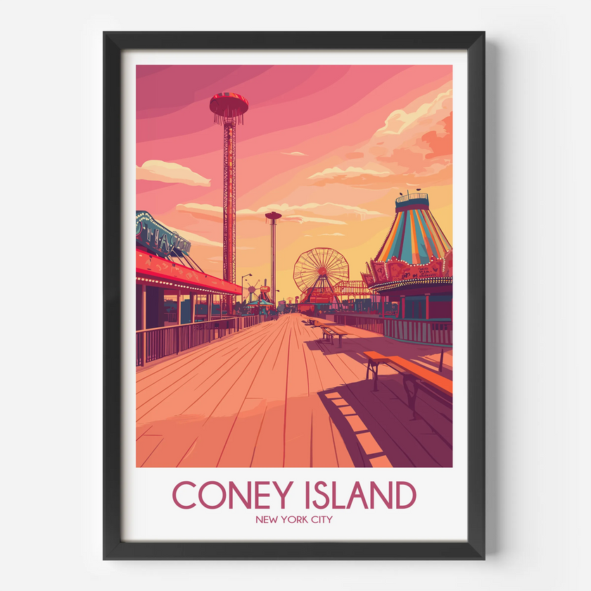 Coney Island Minimalist Wall Art