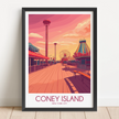 Coney Island Retro Travel Illustration