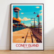 Coney Island Retro Travel Illustration