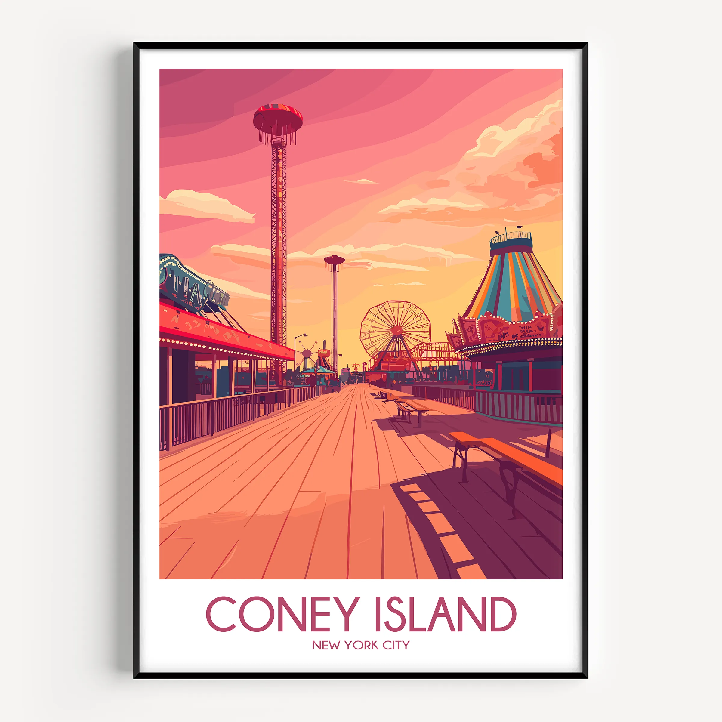 Coney Island Vintage Style Print
