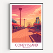 Coney Island Vintage Style Print