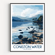 Coniston Water Retro Travel Illustration