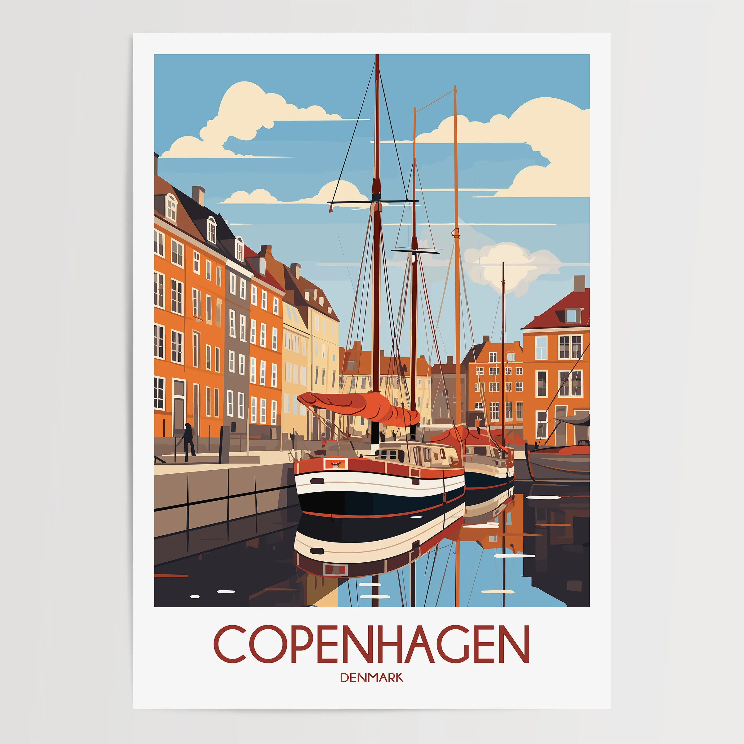 Copenhagen Retro Travel Illustration