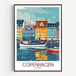 Copenhagen Retro Travel Illustration