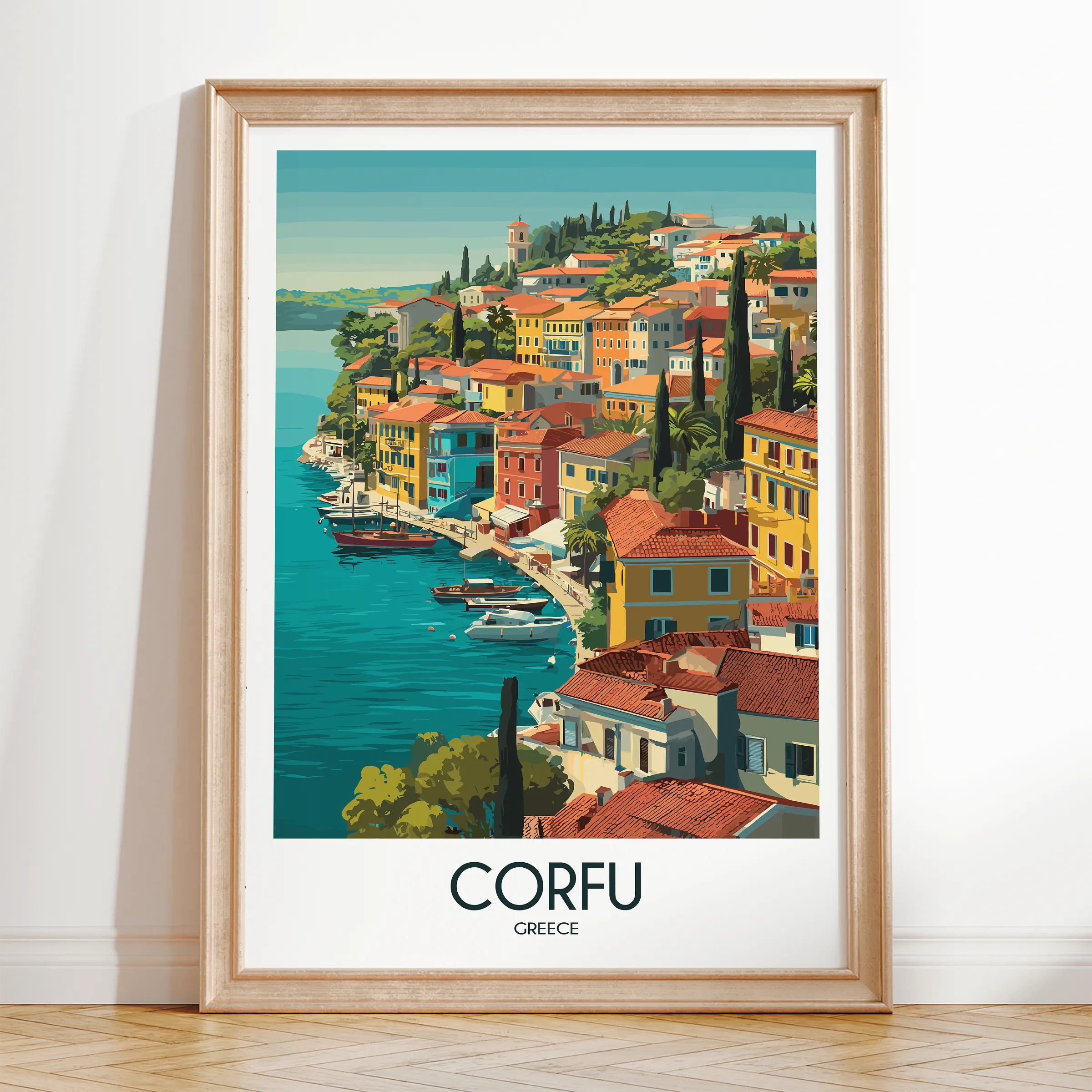 Corfu Modern Travel Poster