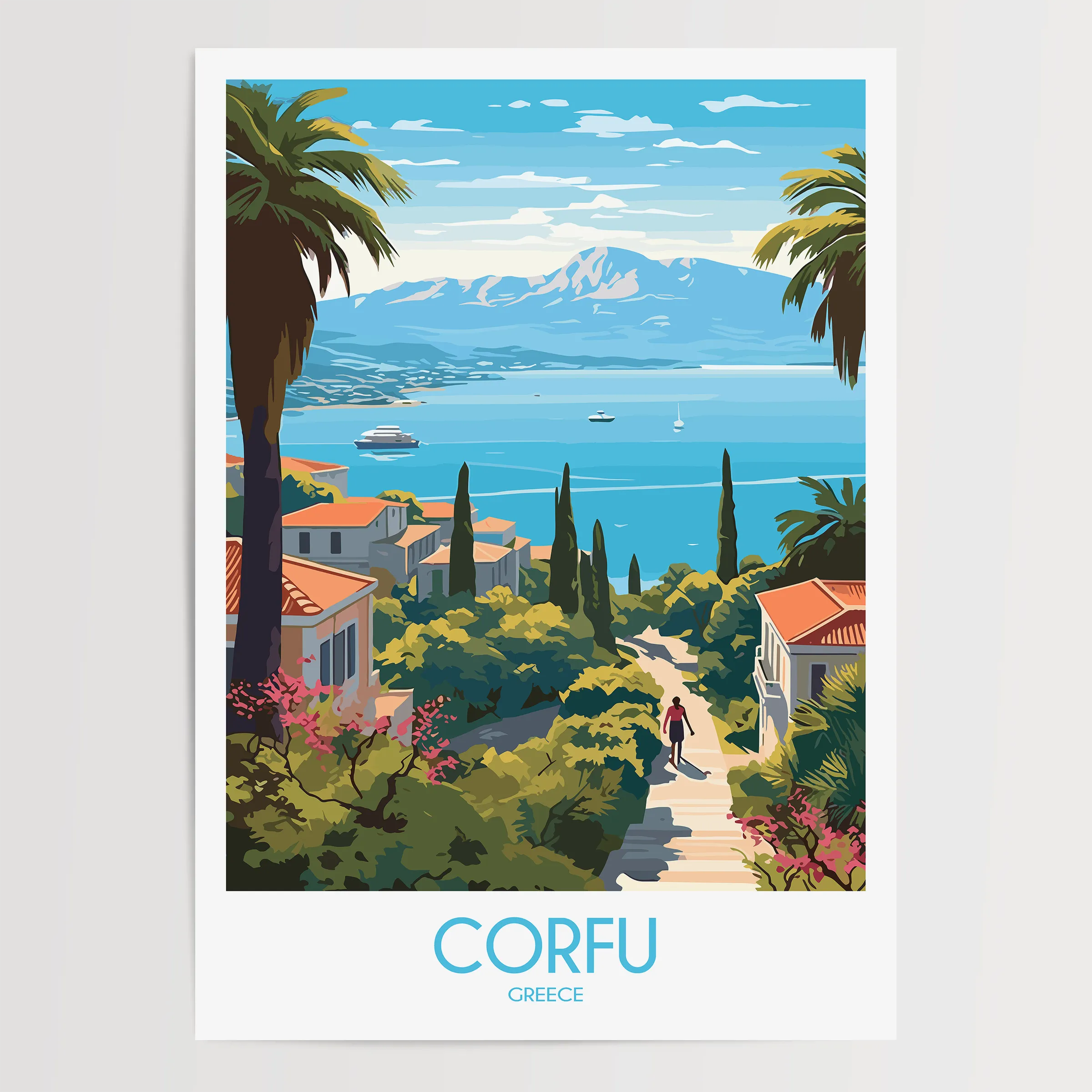 Corfu Modern Travel Poster