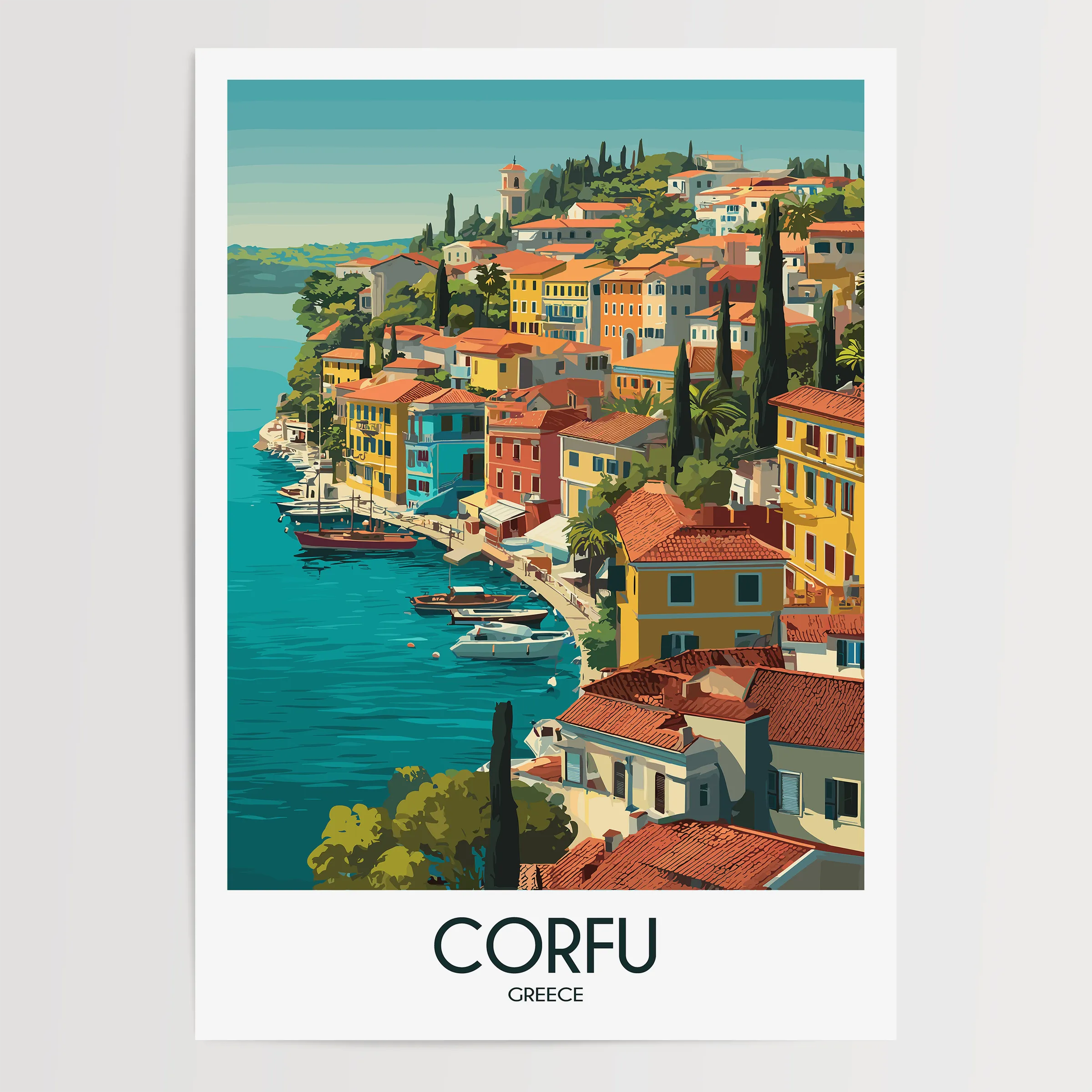 Corfu Retro Travel Illustration