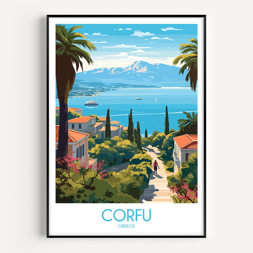 Corfu Vintage Style Print
