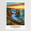 Cornwall Retro Travel Illustration