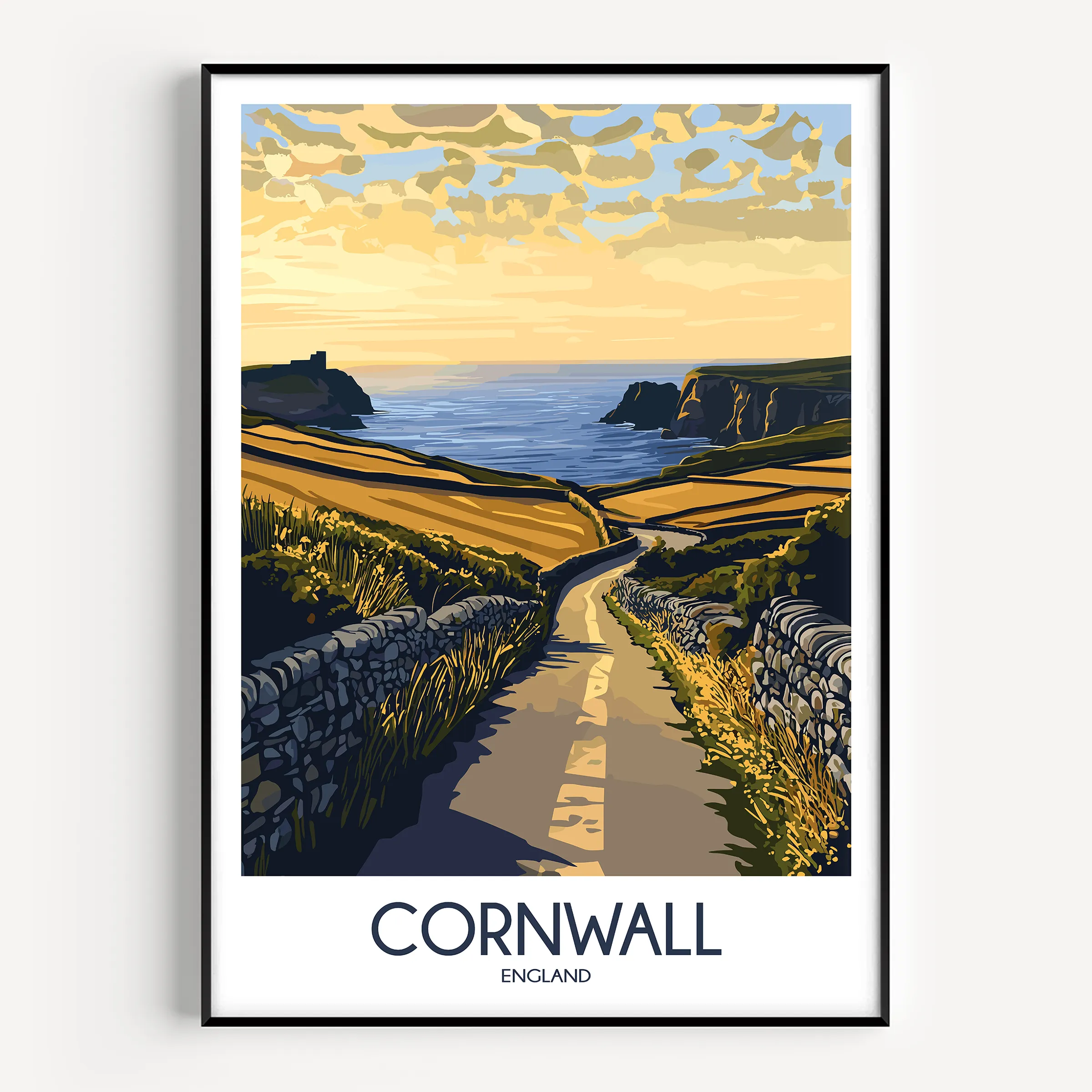 Cornwall Retro Travel Illustration