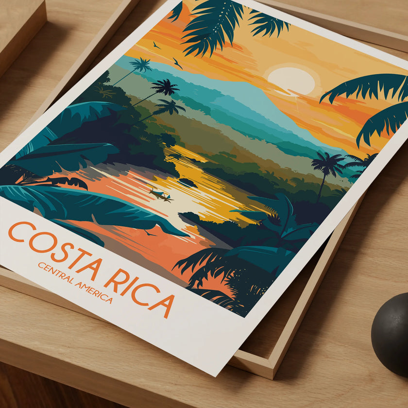 Costa Rica Retro Travel Illustration