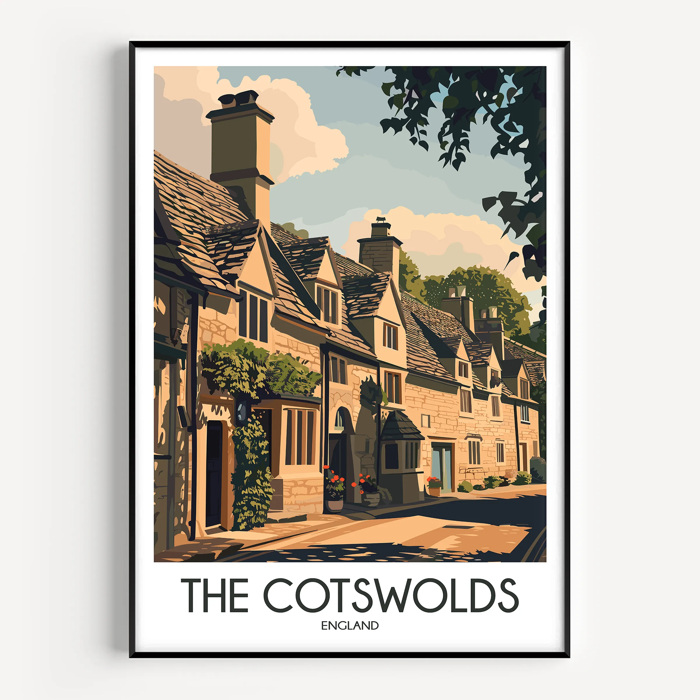 Cotswolds Retro Travel Illustration