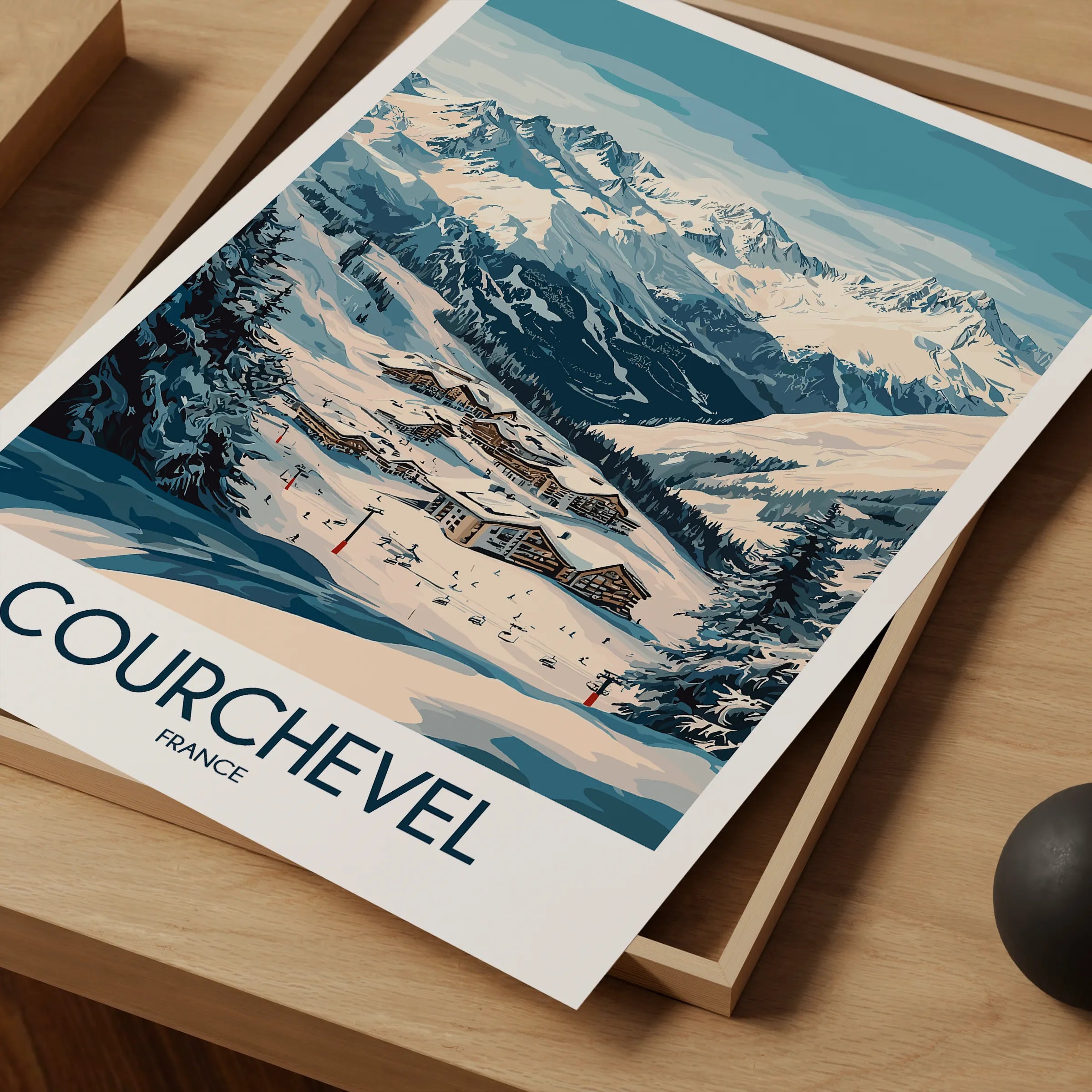 Courchevel Retro Travel Illustration