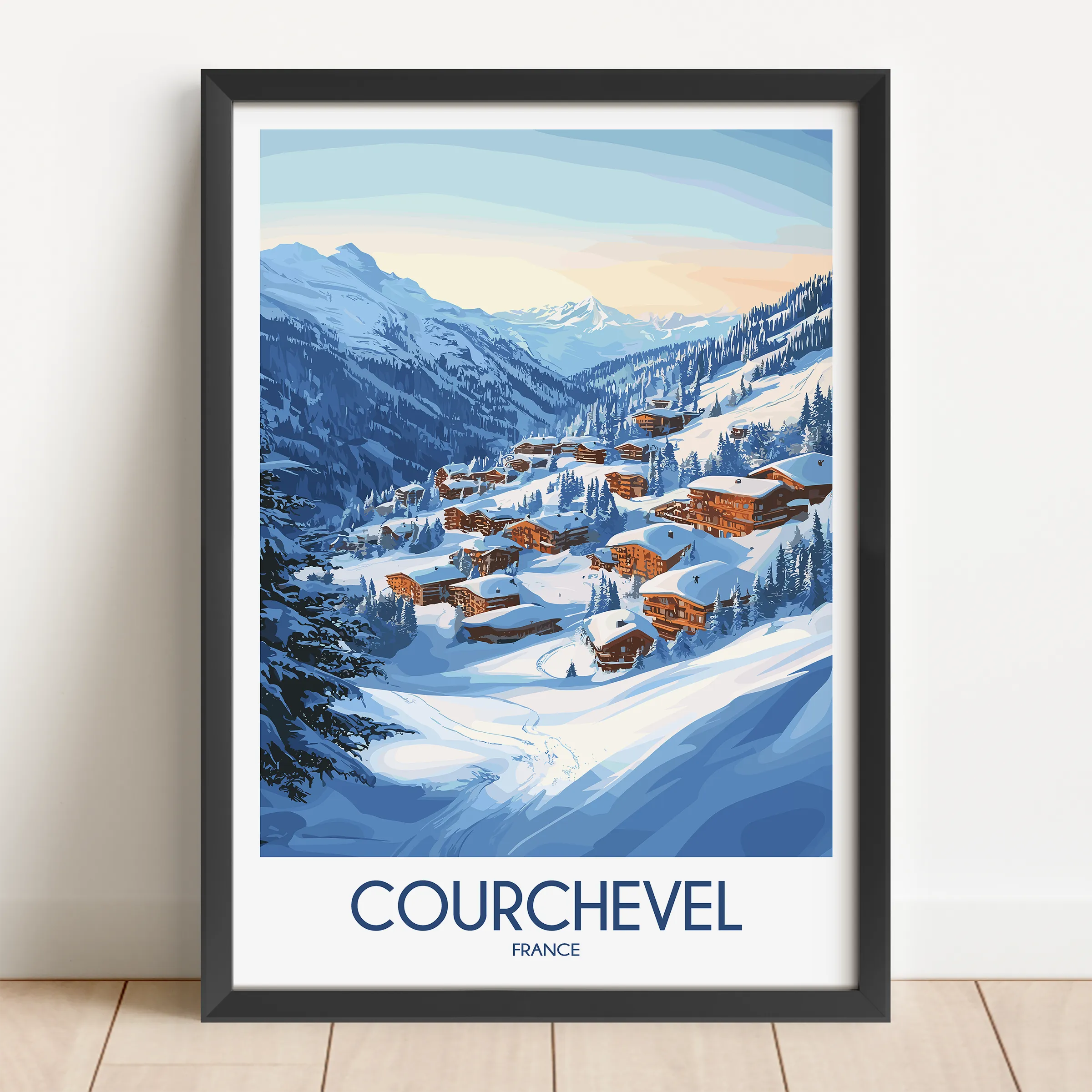 Courchevel Retro Travel Illustration
