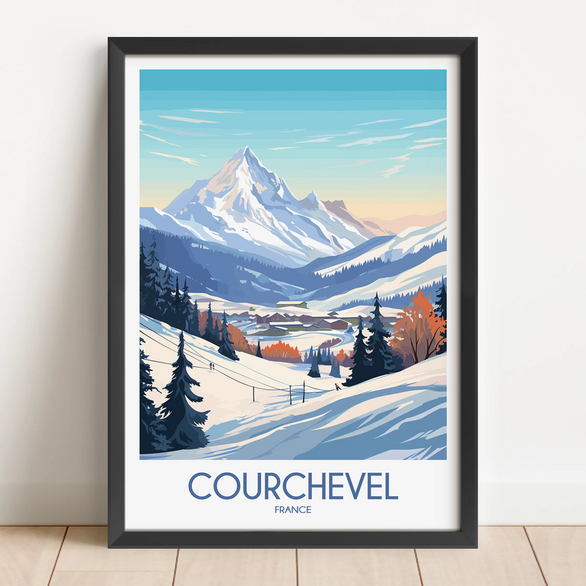 Courchevel Retro Travel Illustration