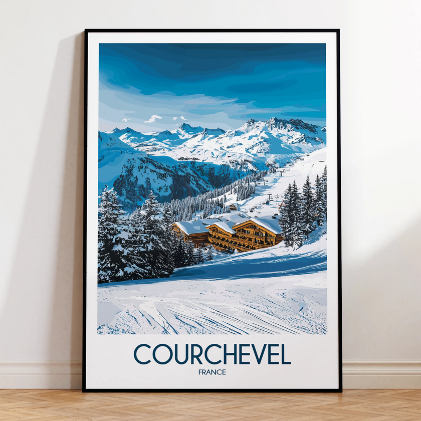 Courchevel Retro Travel Illustration