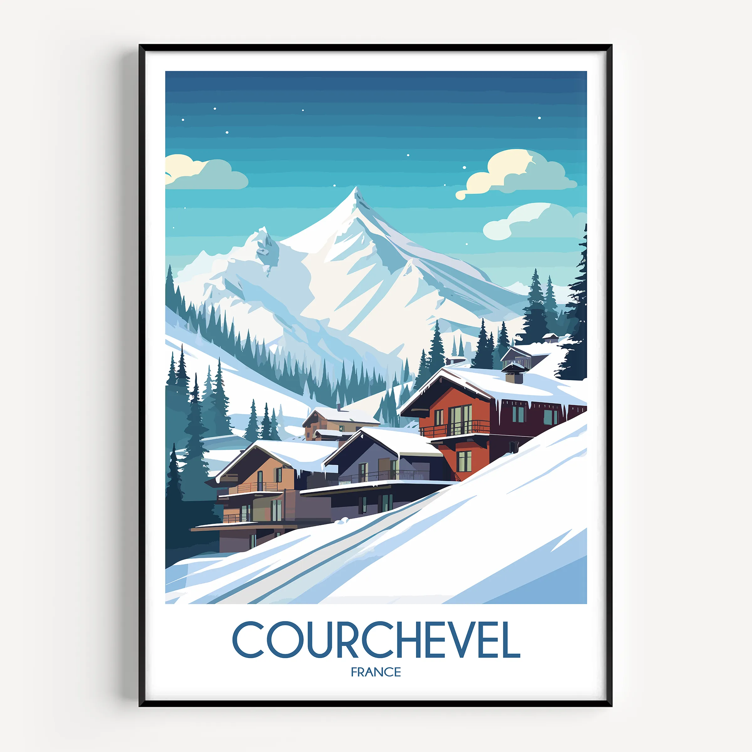 Courchevel Retro Travel Illustration