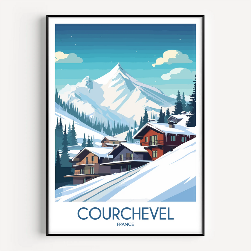 Courchevel Retro Travel Illustration