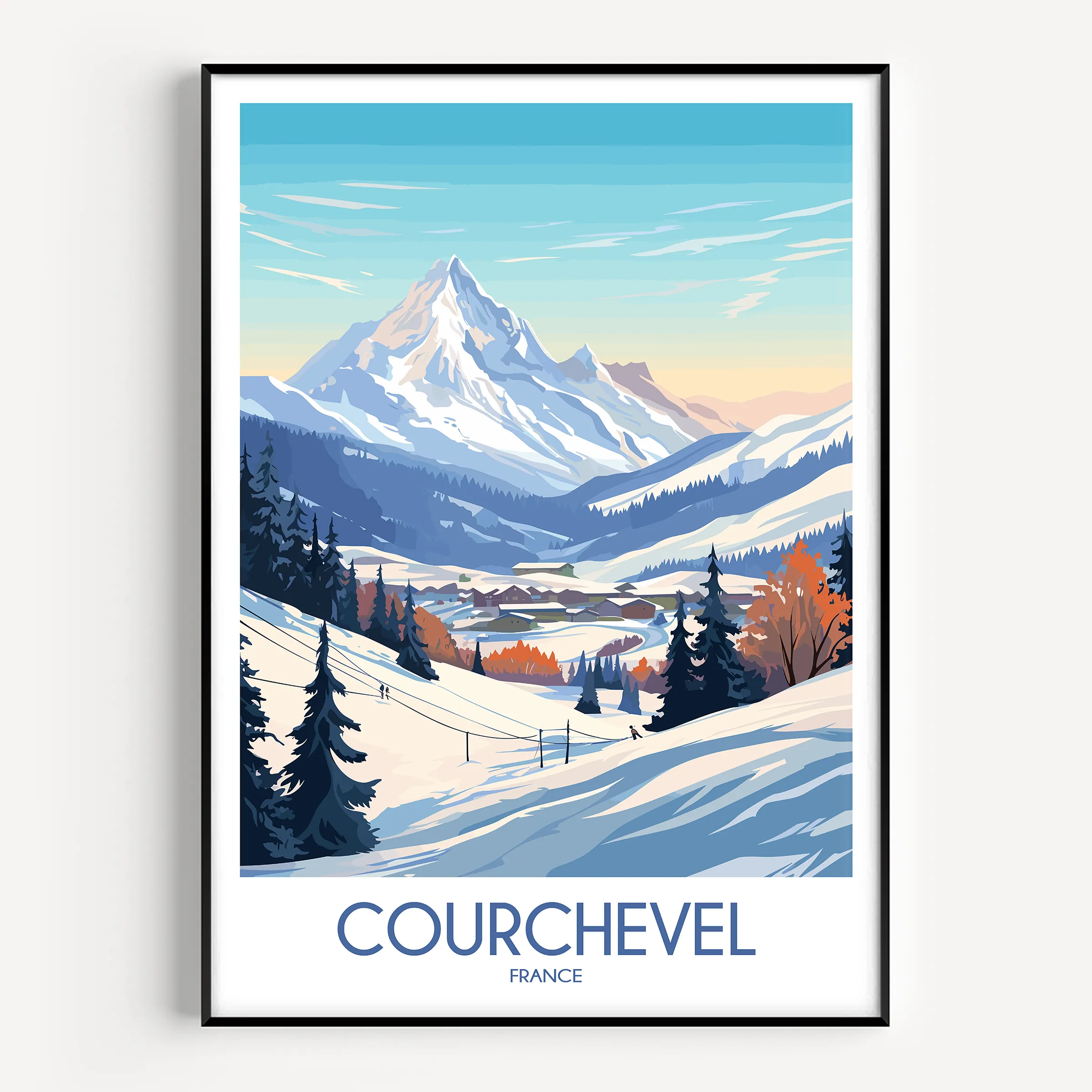 Courchevel Retro Travel Illustration