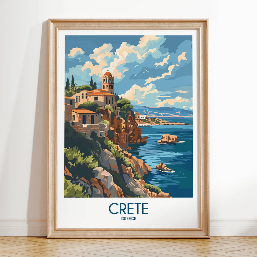 Crete Retro Travel Illustration