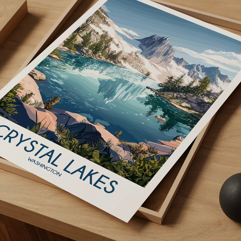 Crystal Lakes Retro Travel Illustration