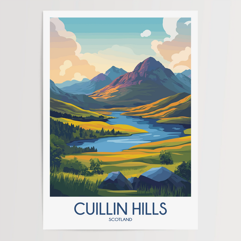 Cuillin Hills Modern Travel Poster