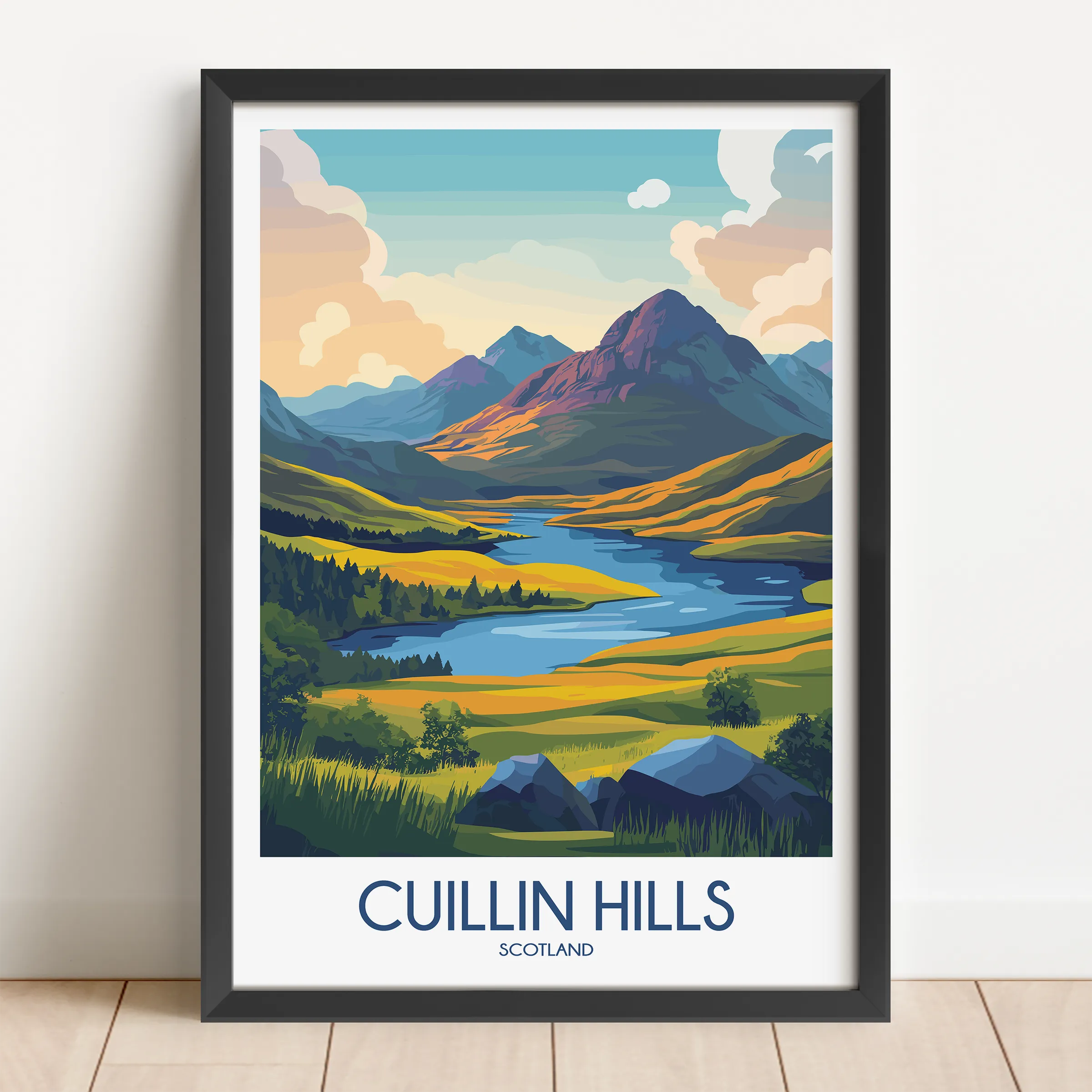 Cuillin Hills Retro Travel Illustration