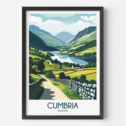 Cumbria England Modern Travel Poster