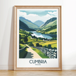 Cumbria England Retro Travel Illustration