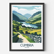 Cumbria England Vintage Style Print