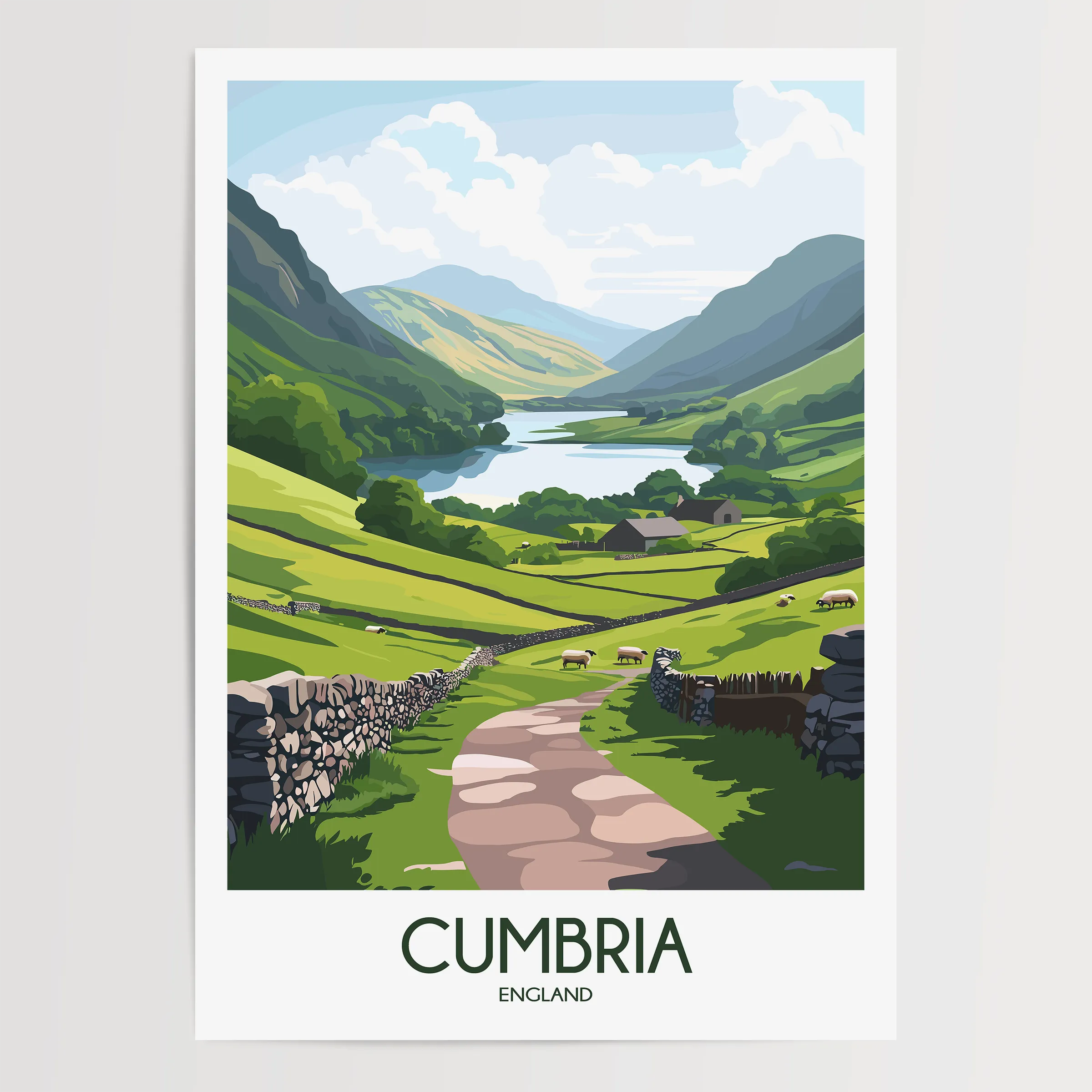 Cumbria Vintage Style Print