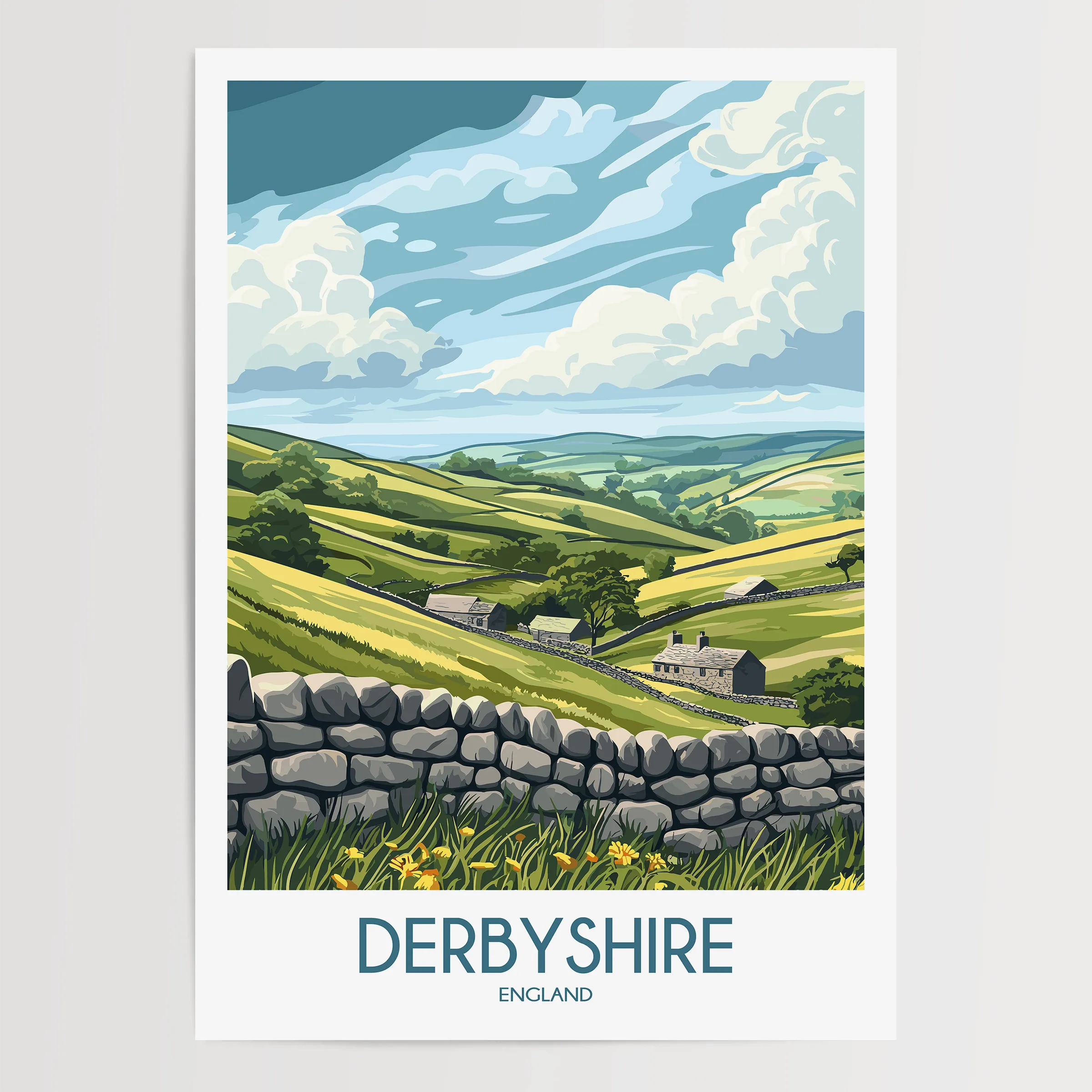 Derbyshire Retro Travel Illustration
