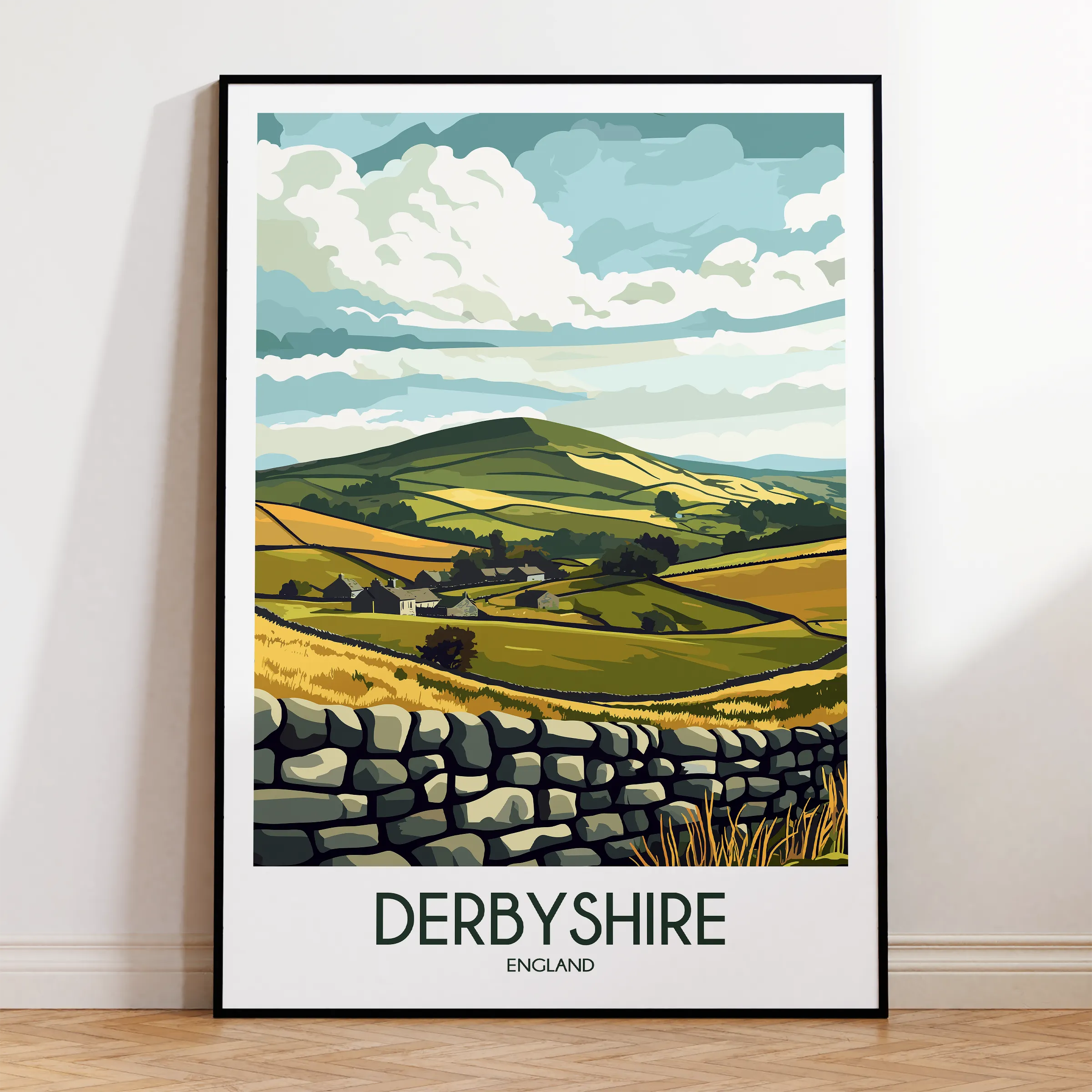 Derbyshire Retro Travel Illustration