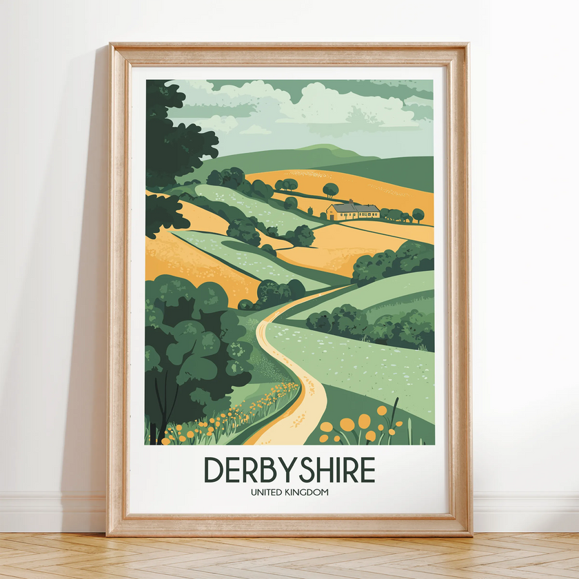 Derbyshire Vintage Style Print