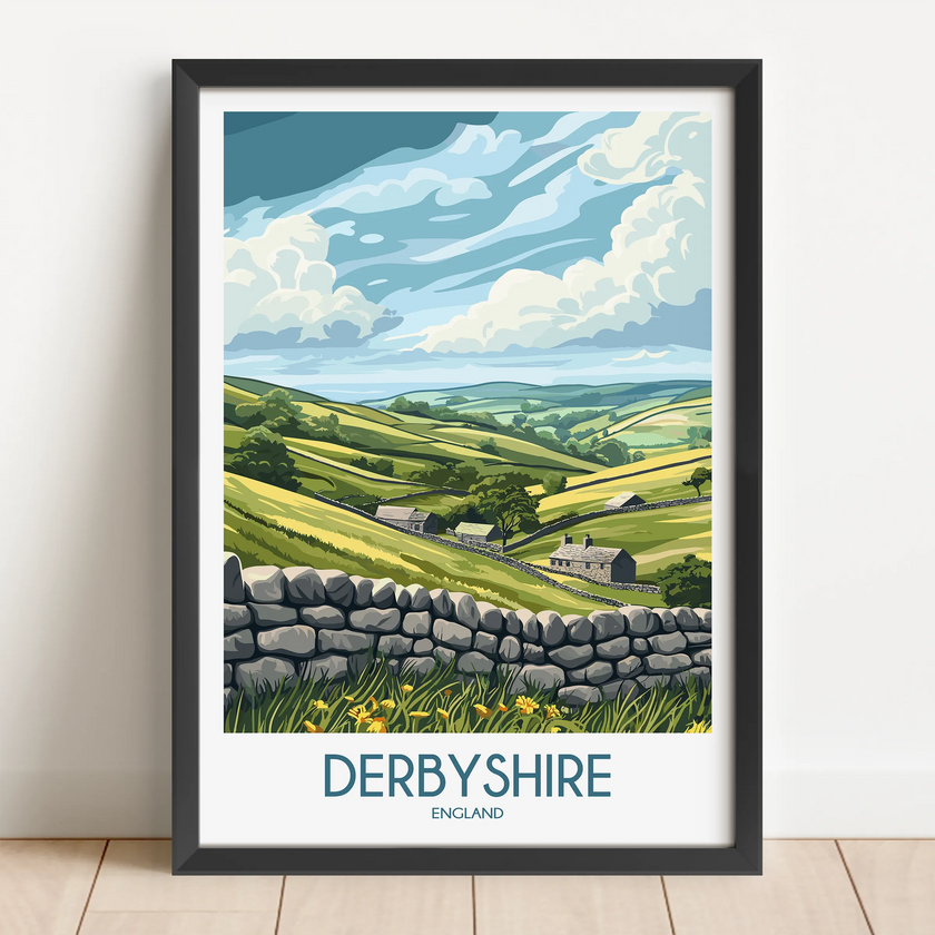Derbyshire Vintage Style Print