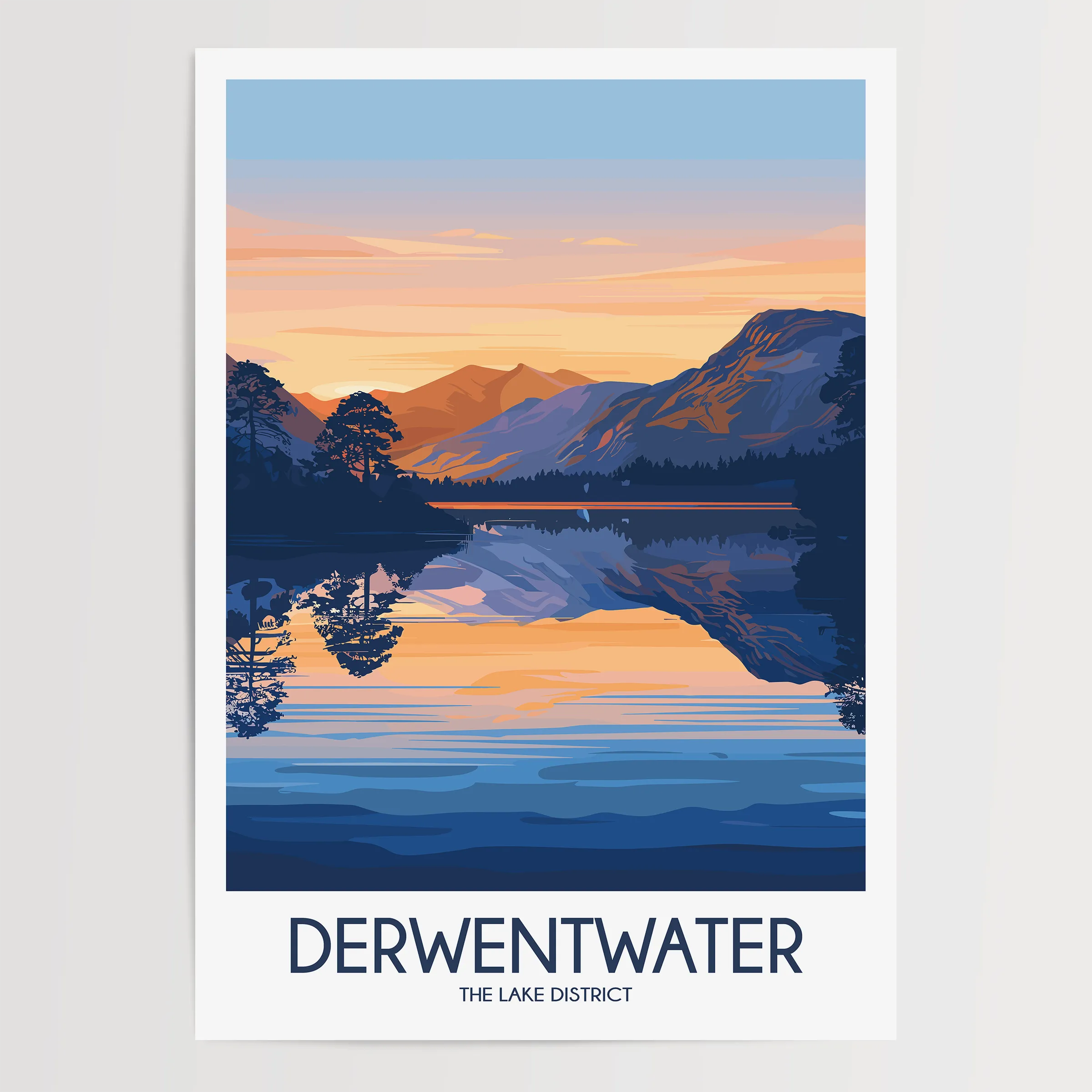Derwentwater Modern Travel Poster