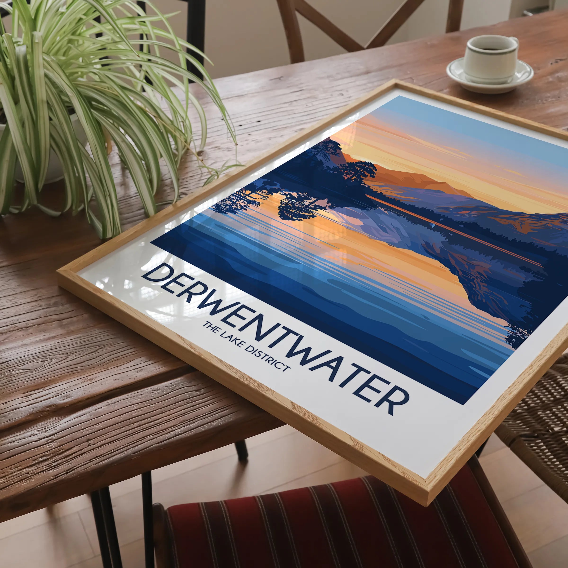 Derwentwater Retro Travel Illustration