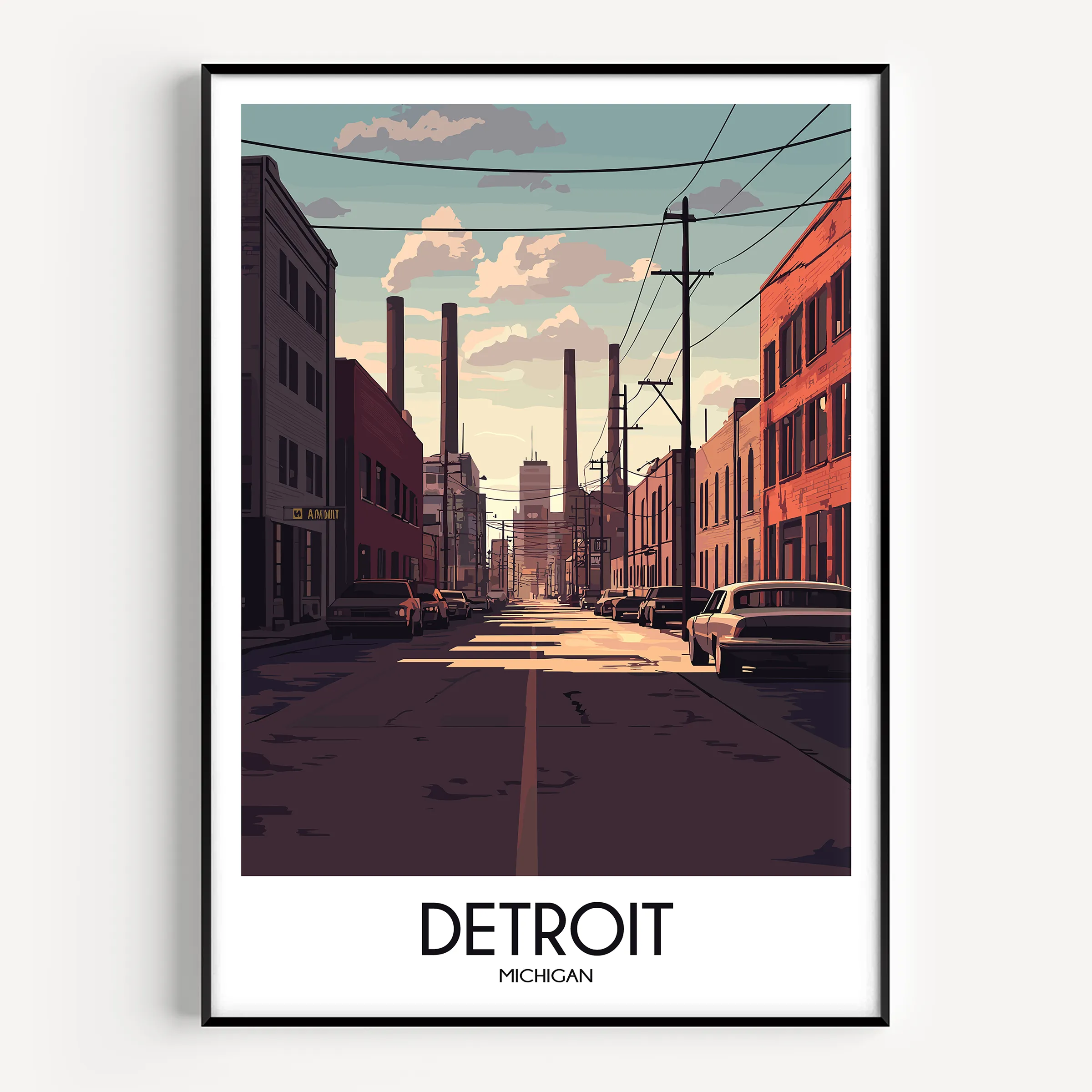 Detroit Retro Travel Illustration
